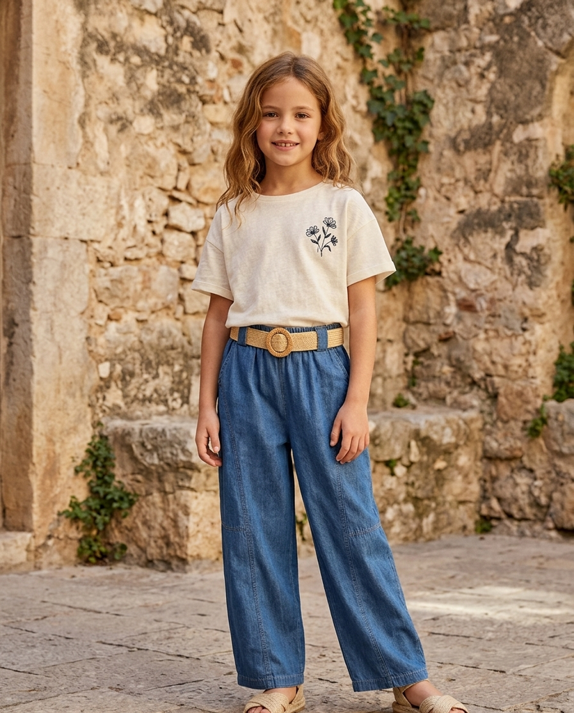 Pantalón Tipo Vaquero Estilo Wide-Leg